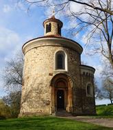 medieval Rotunda of the Finding of the Holy Cross at spring, czech, Prague