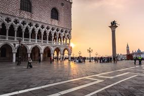 architecture on the square in venice at dusk