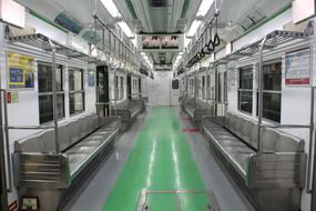 Subway car interior, nobody, South Korea