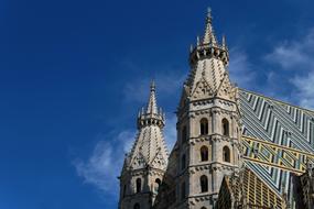 towers of St Stephanâs Cathedral at sky, austria, Vienna