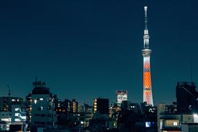 Beautiful Tokyo cityscape with colorful lights at night in Japan