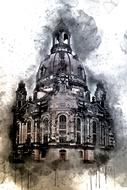 saxony dresden frauenkirche drawing