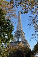 green trees on the background of the Eiffel tower in Paris