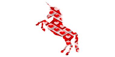 unicorn in heart pattern