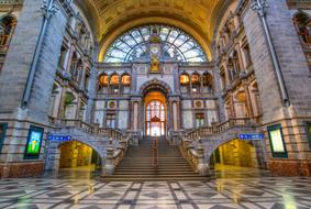 Beautiful and colorful station hall in Antwerp, Belgium