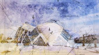 city of arts and sciences in Valencia, digital art