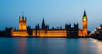 Houses Of Parliament and river at night