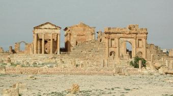 Beautiful ruins with green plants in Sbeitla, Tunisia, Africa