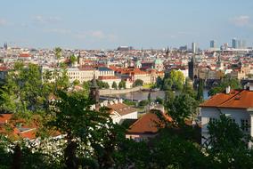 panoramic view of Prague on a sunny day