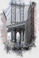 beautiful New York Manhattan drawing