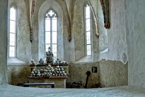 Death Skull in a gothic church