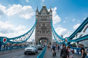 cars on famous Tower Bridge in London