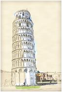 painted white Leaning Tower of Pisa