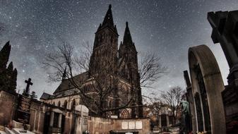 cemetery cathedral in the evening