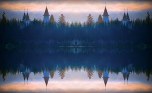 lake bled, castle, evening