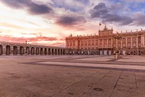 Royal Palace at scenic sunset, spain, Madrid