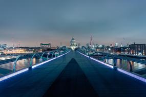 distant view of london cathedral in night illumination