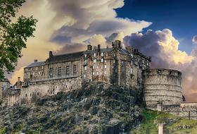 Edinburgh Castle, historic fortress on rock at summer evening, uk, scotland