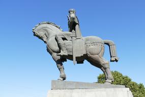 Beautiful monument of the king on the horse in Tbilisi, Georgia
