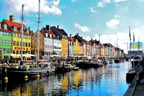 colorful buildings on the canal in Copenhagen, Denmark