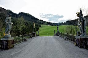 antique sculptures on a bridge in Austria