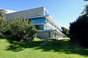 administrative Building of Uefa on Lawn at summer, switzerland, Nyon