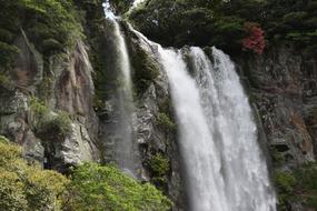 photo of a waterfall on the volcanic Jeju island