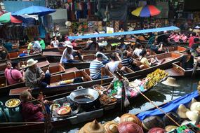 traditional floating market in Bangkok, Thailand