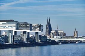 distant view of crane homes in Cologne