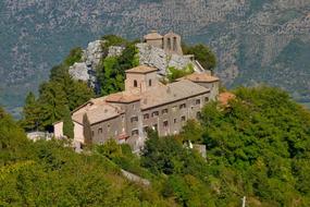 Beautiful Mentorella, among the green and yellow trees, on the Apennines in Italy