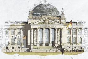 reichstag, site of government, digital art, germany, berlin