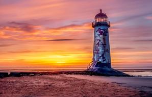 photo of Lighthouse on coast at sunset in Talacre