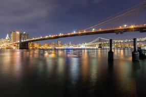 beautiful Brooklyn Bridge Night Lights