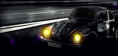 Beetle car at night