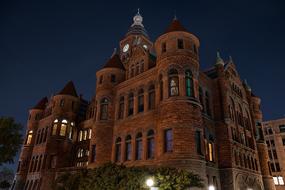 Historical building of county courthouse at Night, usa, texas, dallas