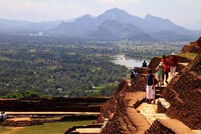 tourists on the Sigiriya plateau in sri lanka