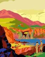 china retro mountain drawing