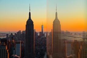 Mirror photo of Empire State Building in New York