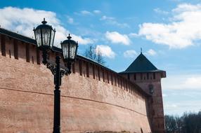 fortress wall of Kremlin in Veliky Novgorod
