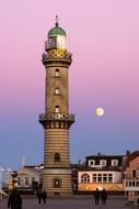 Moon on sky and Architecture Warnemunde