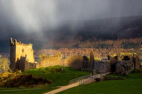 ruined castle on the lake in Scotland