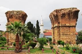 ancient ruins in city, turkey, AlaÅehir