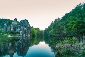 panoramic photo of the mirror lake in Teutoburg Forest
