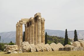 ruined columns in Athens, Greece