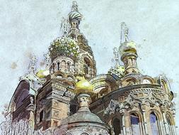saint petersbourg cathedral as digital illustration
