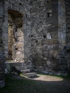 entrance with steps in stone ruins