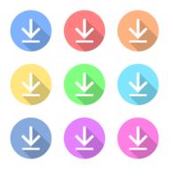 download, nine colorful round icons