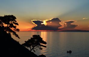 scenic summer sunset on seaside, Turkey, Trilye