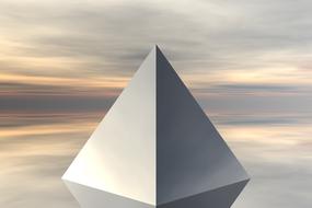 sky reflection on pyramid