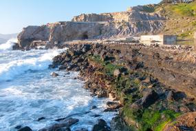 distant view of the ruins of Sutro Baths Lands